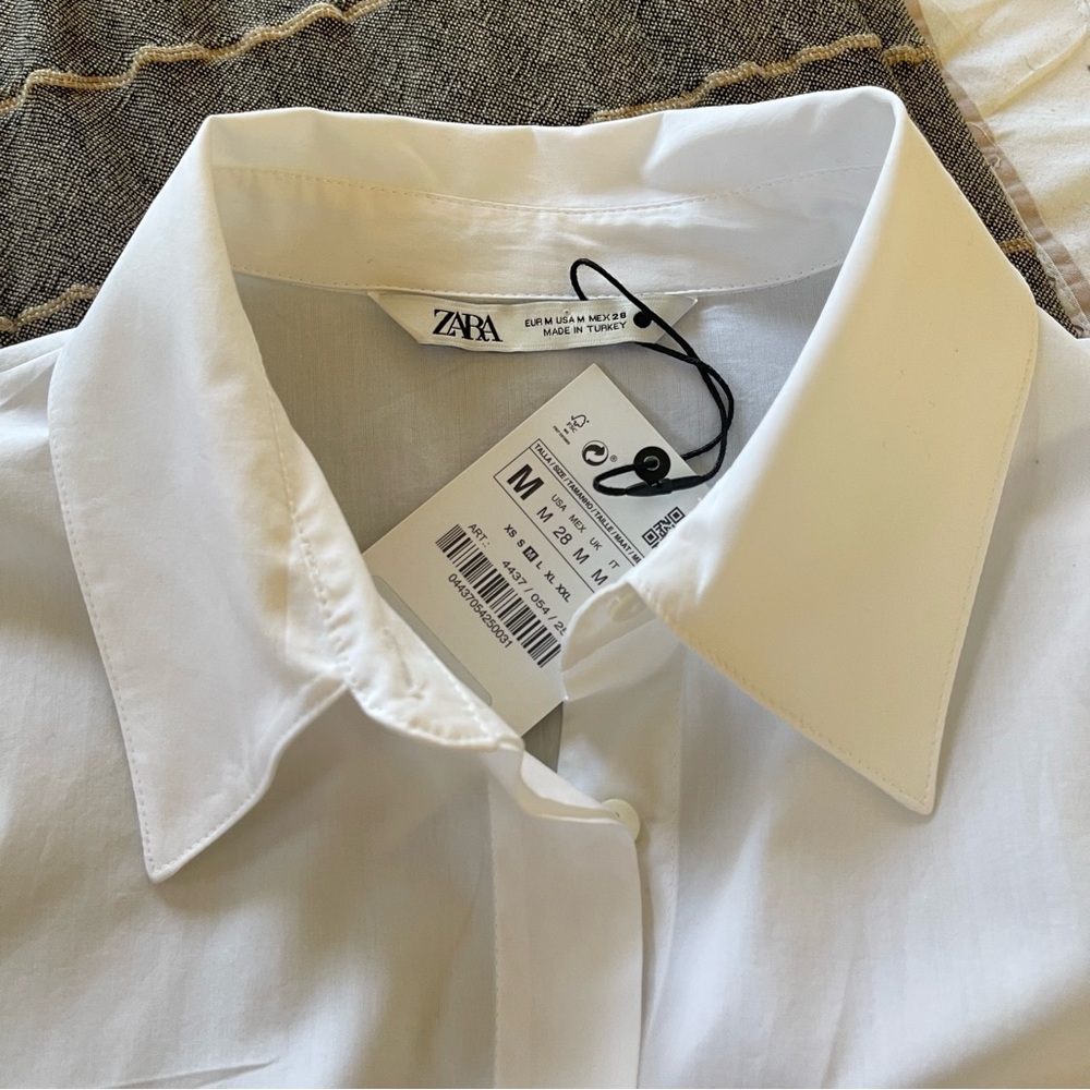 Zara Oversized White Poplin Shirt with Voluminous Sleeves, Size M - Picture 7 of 9